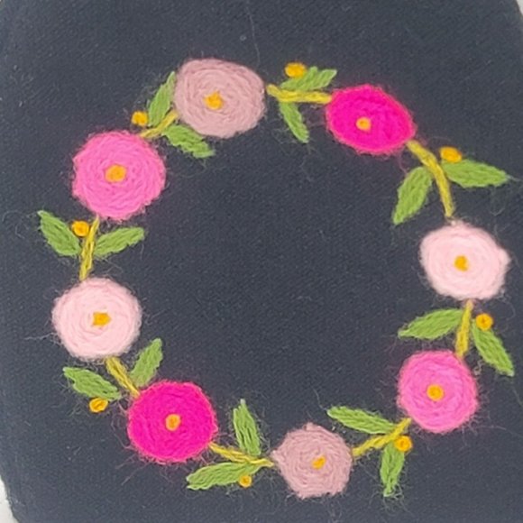 New Cover Face ear loop Women's Black Mask Embroidered handmade flower ring - Picture 5 of 7
